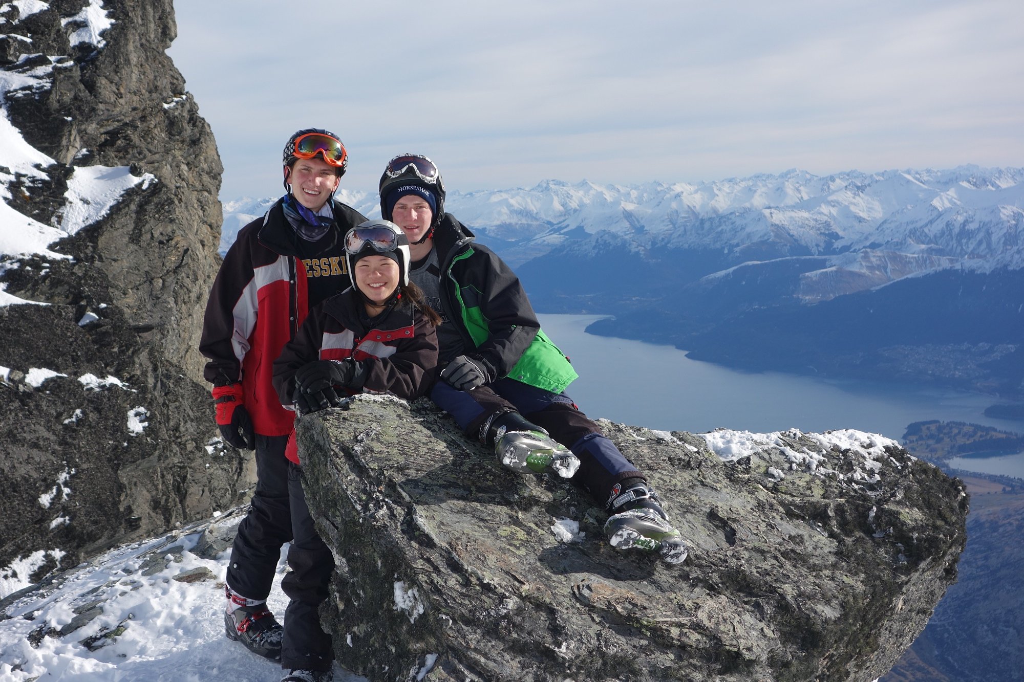 A group of teens on a tour of the mountains in Queenstown